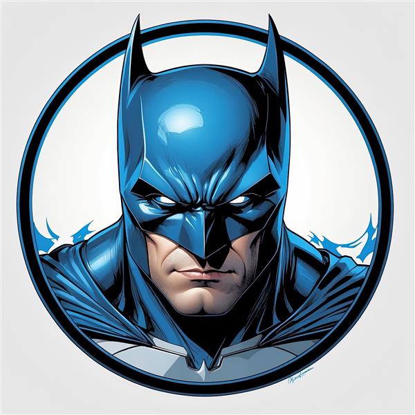 پرتره کمیک استایل بتمن شوالیه تاریکی با ماسک آبی (پوستر باکیفیت)