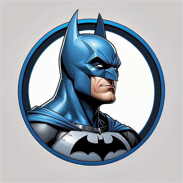 پرتره نیم‌رخ بتمن با زره خاکستری متالیک در کادر دایره‌ای (کیفیت اصلی)