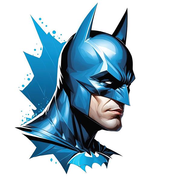 پرتره جذاب بتمن با ماسک آبی و طرح گرافیکی مدرن (مناسب طراحی پوستر)