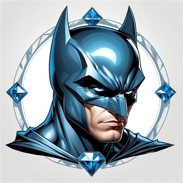 تصویر فانتزی بتمن با درخشش آبی و الماس‌های تزئینی (چاپ باکیفیت)
