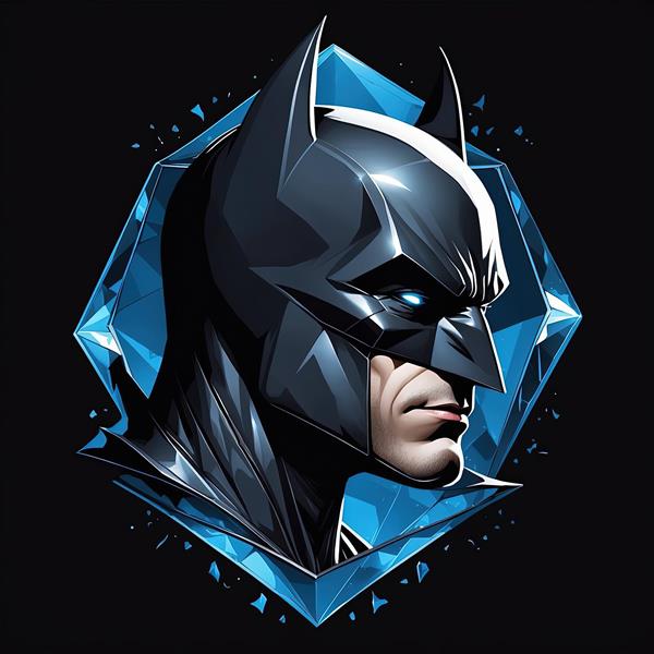 پرتره گرافیکی بتمن در قاب کریستالی الماس آبی (مناسب چاپ دکوراتیو)