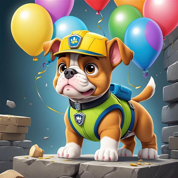 رابل سگ کارتونی پاو پاترول ایستاده با بادکنک، مناسب اتاق کودک