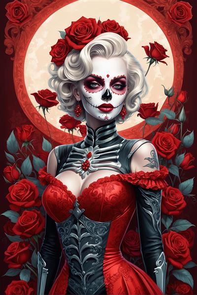 مونرو در قاب آینه‌ای ماه با تم گوتیک و آرایش روز مردگان