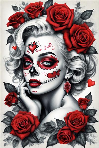 عکس باکیفیت مونرو با آرایش کتینا و طرح قلب‌های عاشقانه