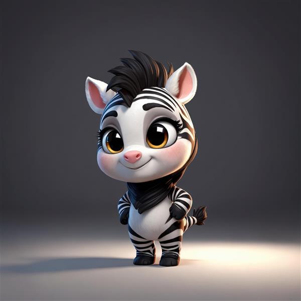 کاراکتر بچه گورخر با دستمال گردن مشکی