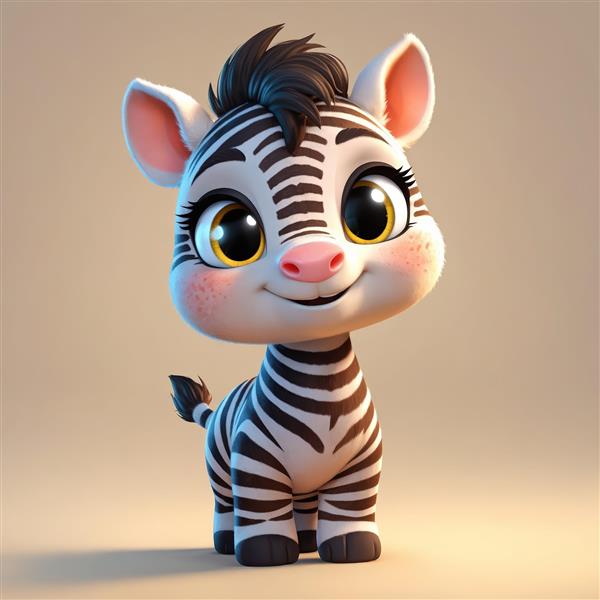 عکس بچه گورخر کارتونی تمام قد با لبخند