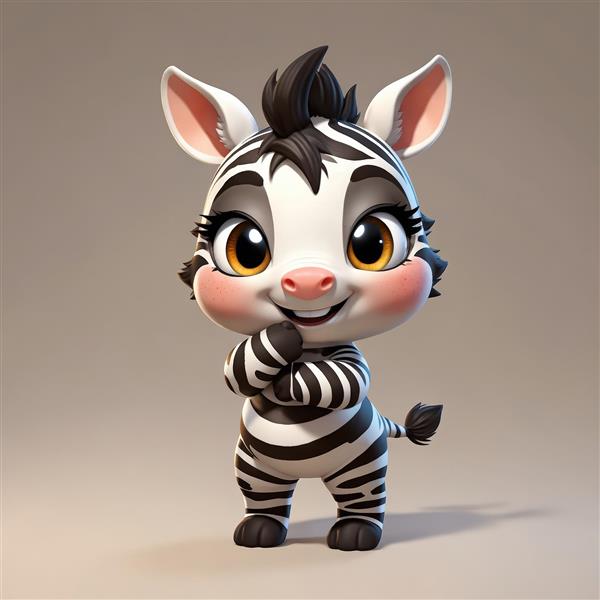 کاراکتر بچه گورخر بامزه در ژست دست به سینه