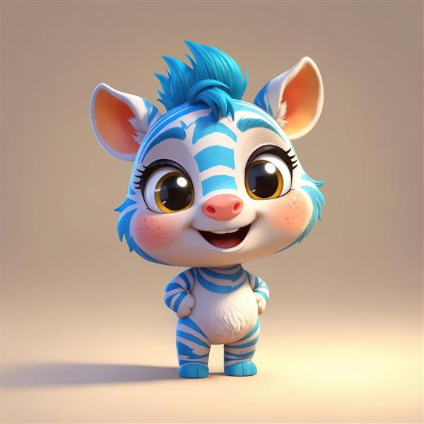 عکس فانتزی بچه گورخر آبی و سفید کارتونی