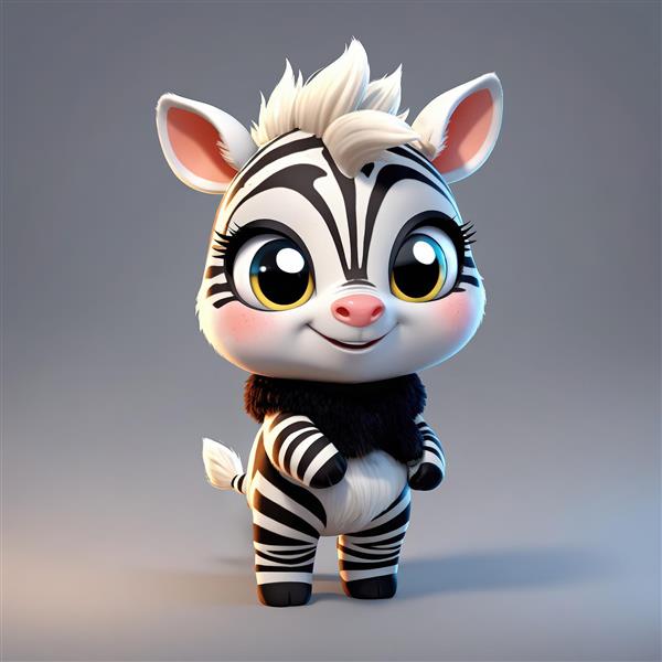 پوستر بچه گورخر ناز با شال گردن پشمالوی مشکی