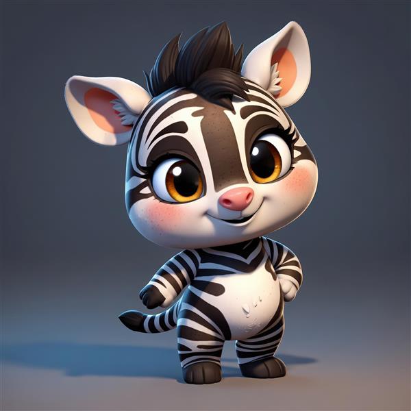 کاراکتر بچه گورخر بازیگوش با لبخند ملیح