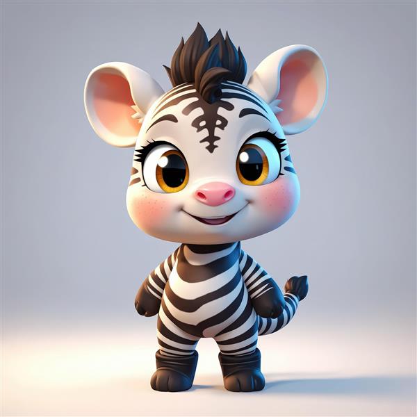 عکس باکیفیت بچه گورخر کارتونی با گوش گرد