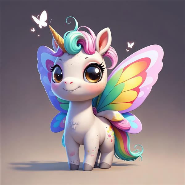 عکس یونیکورن بالدار با یال رنگین کمانی