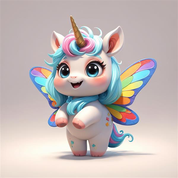 عکس بچه یونیکورن ناز با شالگردن و موی آبی