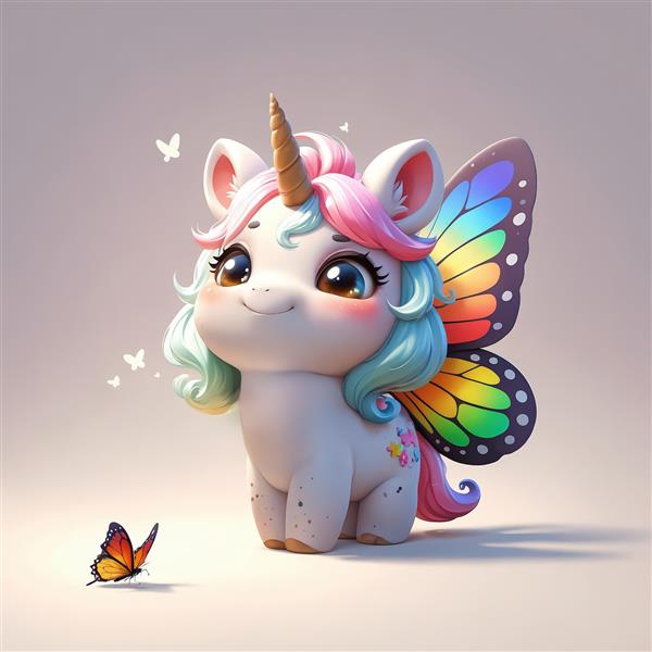 تابلو اتاق کودک طرح یونیکورن و پروانه