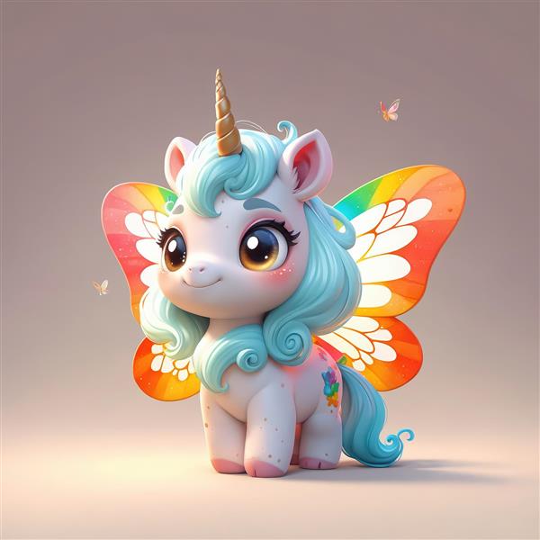 پوستر اتاق کودک طرح یونیکورن فانتزی با موی آبی