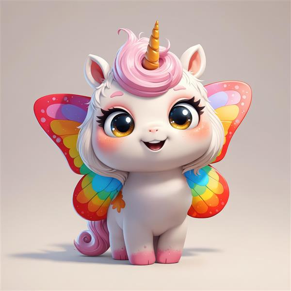 عکس باکیفیت بچه یونیکورن ناز با بالهای رنگین کمانی