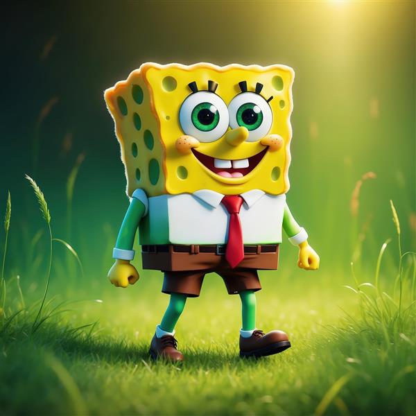 باب اسفنجی در چمنزار سبز زیر نور خورشید، طرح باکیفیت طبیعت و فضای باز