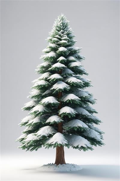 درخت کاج برفی سه‌بعدی برای دکوراسیون زمستانی و مناسبت‌های کریسمس