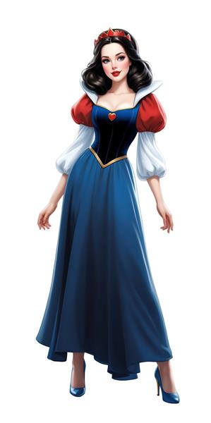 تصویر تمام‌قد سفید برفی با لباس کلاسیک و تاج – دکور اتاق دخترانه