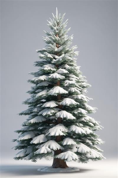 پوستر عمودی درخت کریسمس مخروطی و پربرف برای دکوراسیون و کارت تبریک زمستانی