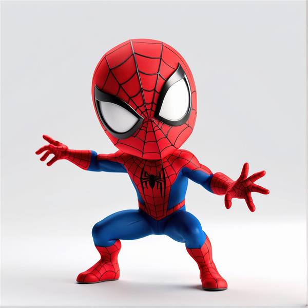 فیگور مرد عنکبوتی مدل فانتزی چیبی در حالت کمین – پوستر دیواری کودک