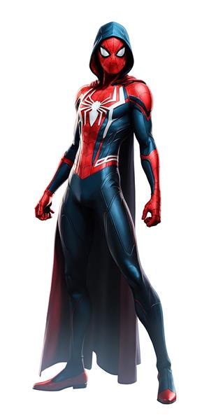 طرح ایستاده مرد عنکبوتی با شنل و کلاه هودی – استایل فانتزی کمیک