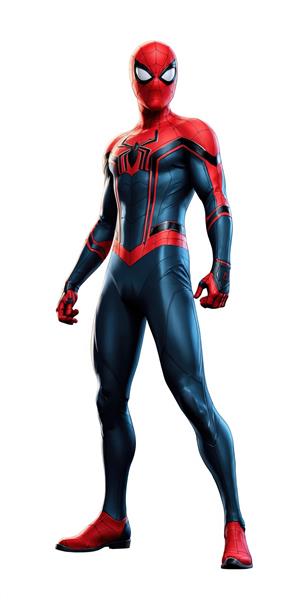تصویر مرد عنکبوتی با لباس مدرن با ترکیب رنگ آبی تیره و قرمز