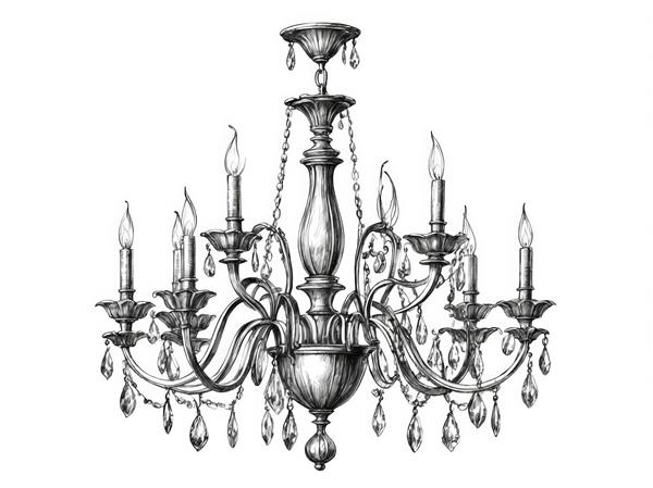 وکتور لوستر سلطنتی سبک رنسانس با آویزهای اشکی، آماده استفاده در دکوراسیون