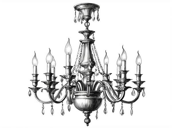 وکتور لوستر مجلل و پرآویز با هشت شاخه، مناسب دکوراسیون و چاپ بنر