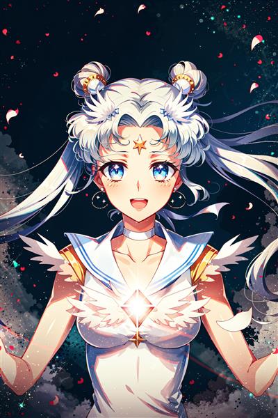 طرح ملوان ماه با درخشش نور جادویی از سینه در فضای کیهانی