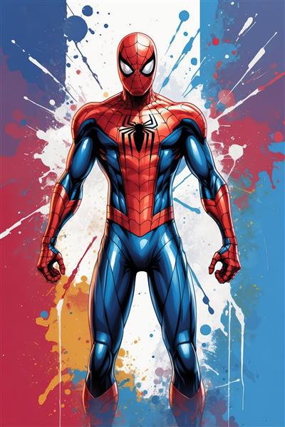 تصویر اورجینال اسپایدرمن کلاسیک با جلوه پاشش رنگ آبرنگ