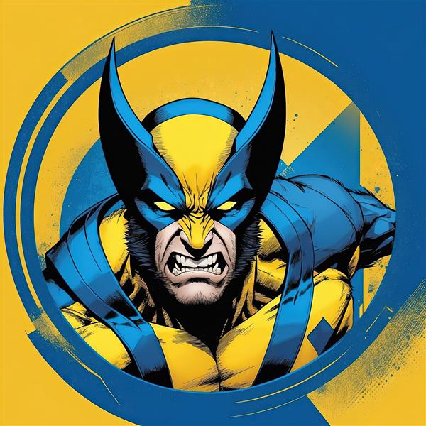 چهره خشمگین و نزدیک ولورین با دندان‌های فشرده در کادر دایره‌ای دراماتیک