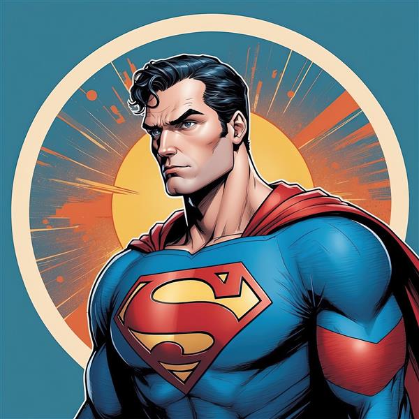 طرح گرافیکی مدرن سوپرمن با حاشیه رنگی انتزاعی مناسب چاپ روی تیشرت و اتاق کودک