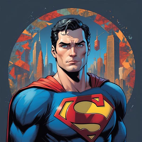 تصویر هنری چهره سوپرمن با نورپردازی گرم مناسب دکوراسیون داخلی