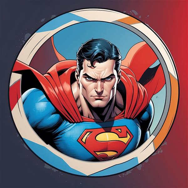 پوستر جذبه دار سوپرمن با نگاه خیره و کادر قرمز ضخیم برای اتاق نوجوان