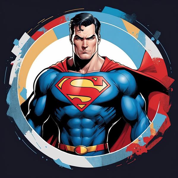 طرح گرافیکی مدرن سوپرمن با حاشیه رنگی انتزاعی مناسب چاپ روی تیشرت و لیوان