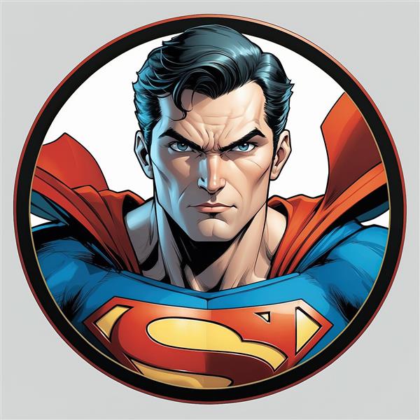 عکس کلوزآپ چهره سوپرمن با نگاه جدی و قاب مشکی برای آواتار شبکه‌های اجتماعی