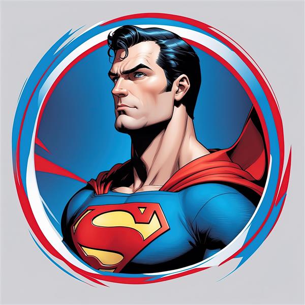 پوستر اورجینال سوپرمن با استایل نیم رخ راست و حاشیه رنگی متحرک برای چاپ