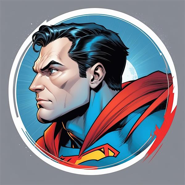 عکس پروفایل هنری سوپرمن از نمای نیم رخ چپ با پس زمینه آبی آسمانی