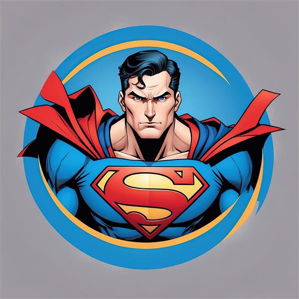 تصویر با کیفیت سوپرمن تمام رخ با قاب آبی و زرد مناسب دکوراسیون اتاق پسرانه