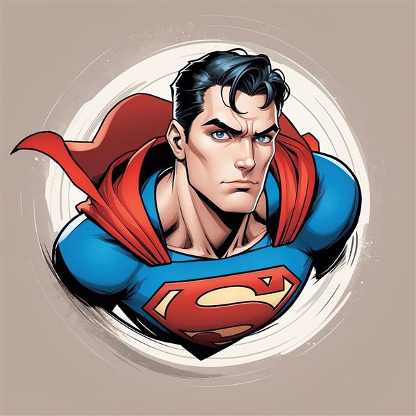 طرح گرافیکی و با کیفیت سوپرمن در قاب دایره ای مناسب چاپ استیکر و تیشرت