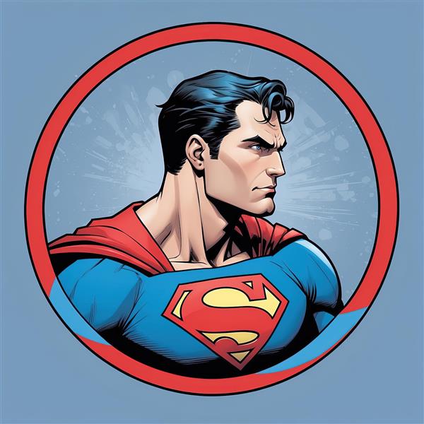 لوگوی گرافیکی سوپرمن پروفایل نیم رخ با خطوط تمیز مناسب چاپ استیکر و تیشرت