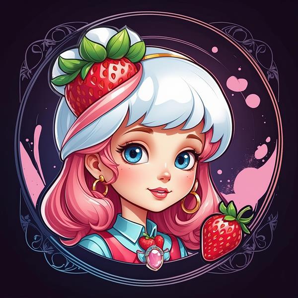 عکس خاص و لاکچری دختر توت فرنگی با پس زمینه تیره مناسب تابلو دکوراتیو مدرن