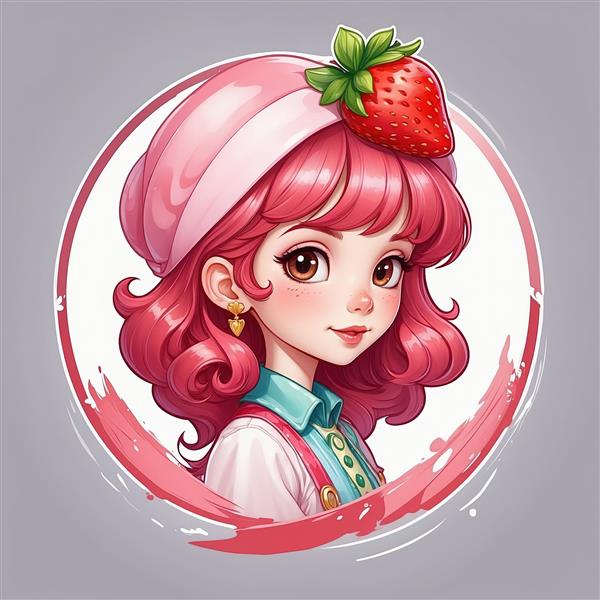 طرح لایه باز مانند دختر توت فرنگی با لباس کلاسیک و نگاه جذاب برای چاپ تابلو دکوراتیو