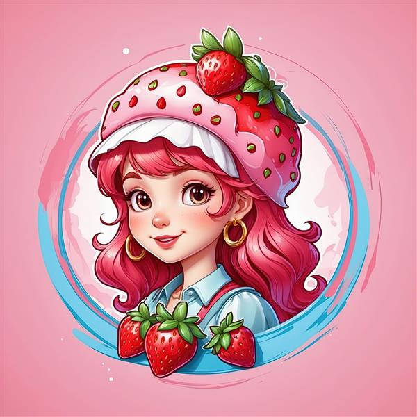 عکس پروفایل دختر توت فرنگی با افکت آبرنگی و کلاه بزرگ مناسب اتاق نوجوان و جوان