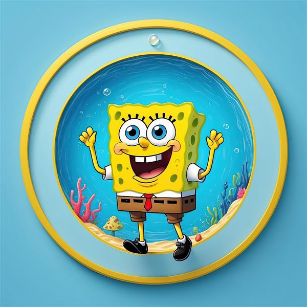 پوستر سه بعدی و با کیفیت باب اسفنجی در اعماق دریا مناسب کاغذ دیواری اتاق کودک
