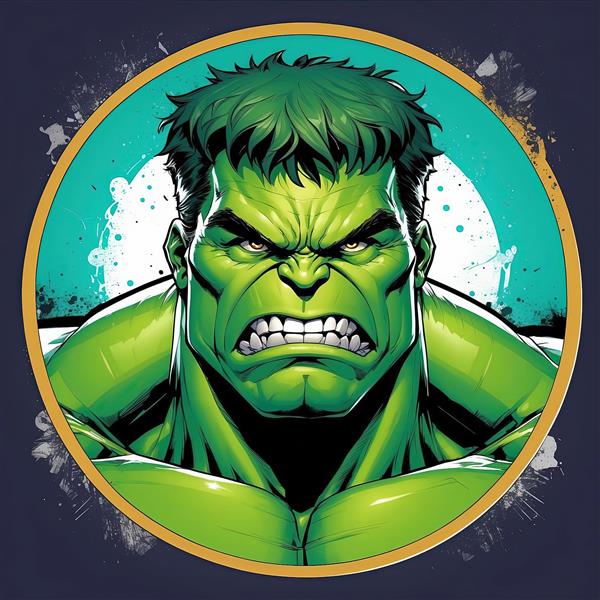 پوستر هنری چهره هالک با افکت رنگ و قلم مو مناسب تابلو دکوراتیو اتاق گیمینگ