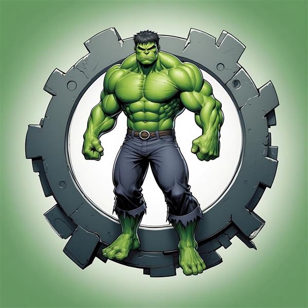 طرح گرافیکی هالک قدرتمند درون چرخ دنده مناسب پوستر باشگاه بدنسازی و اتاق نوجوان