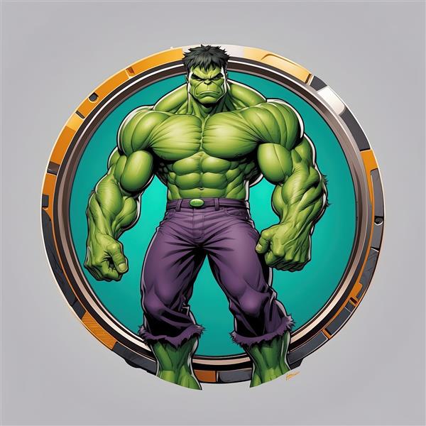 طرح گرافیکی هالک شگفت انگیز تمام قد با استایل کمیک و قاب نارنجی مناسب چاپ پوستر