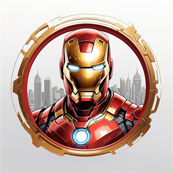 دانلود عکس مرد آهنی در قاب طلایی و قرمز شیک